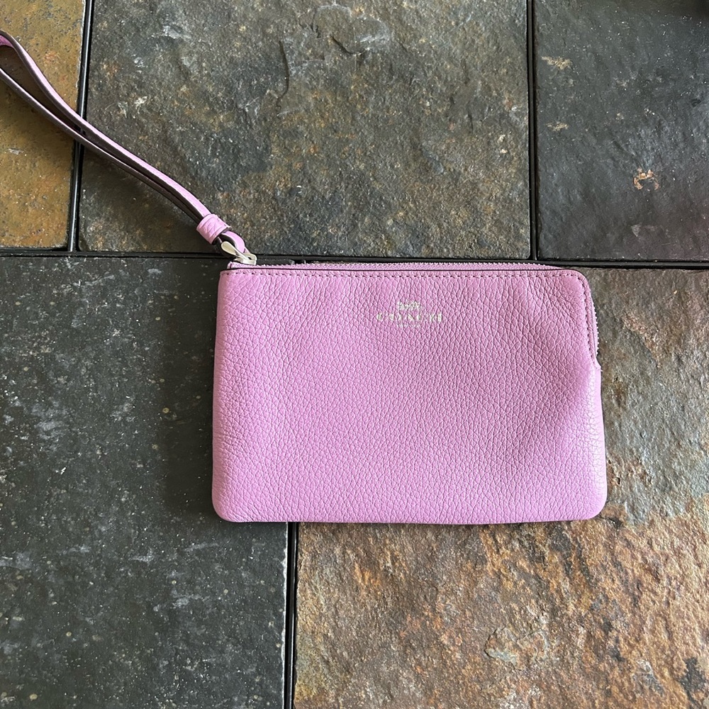 Coach Purple Corner Zip Wristlet